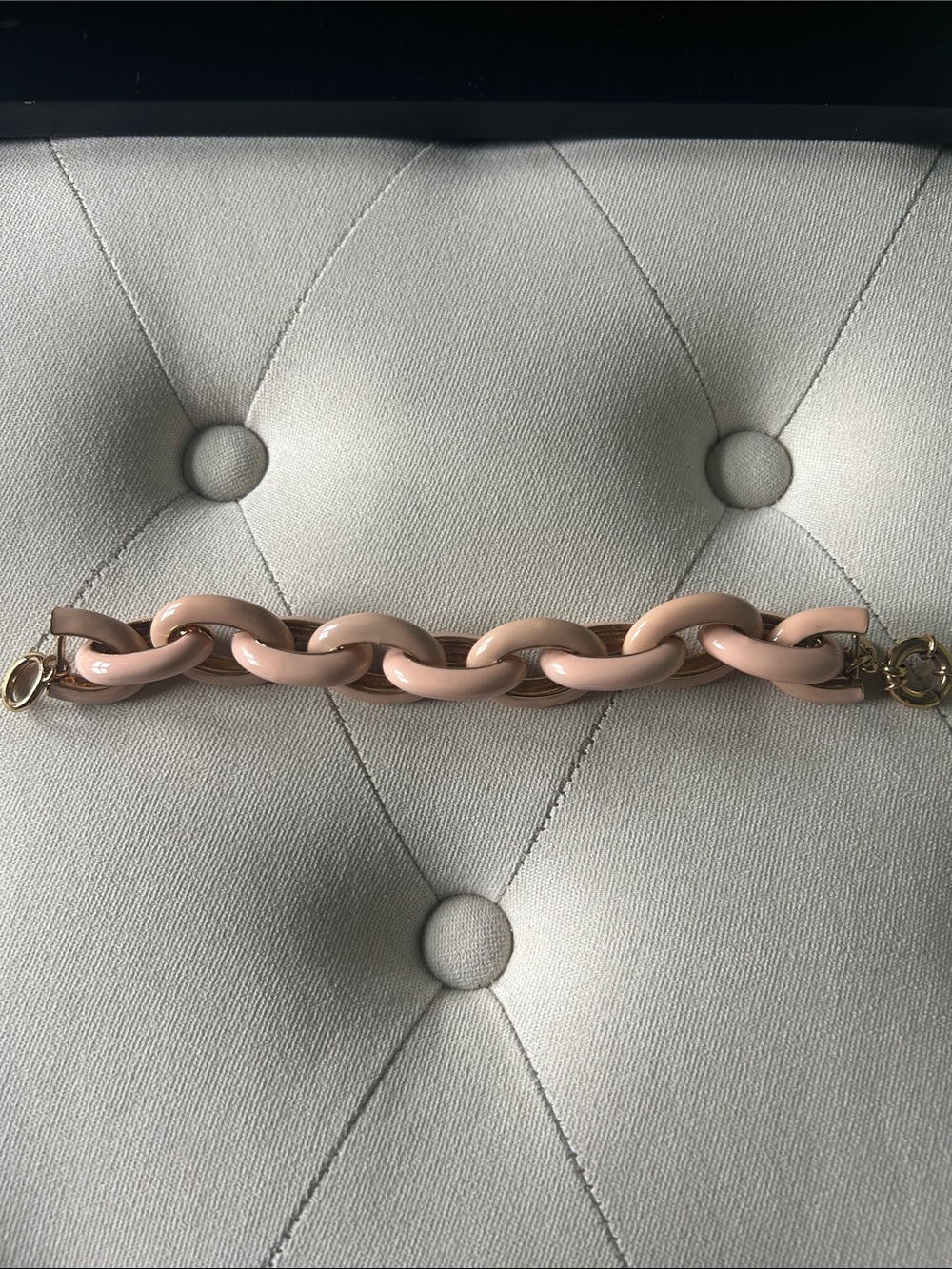 JCrew Gold-Tone and Blush Pink Chain-Link Bracelet